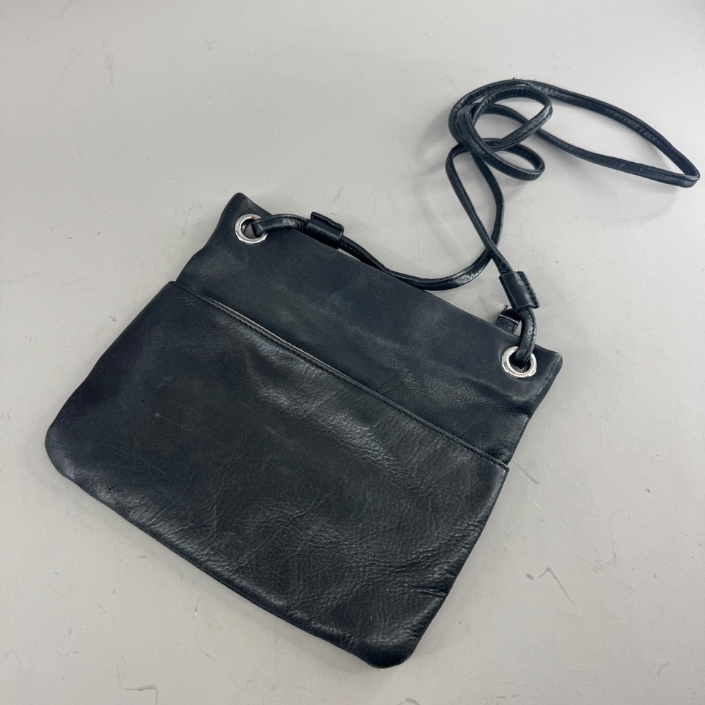 Margot Women Black Leather Small Crossbody Bag Minimalist Travel Purse